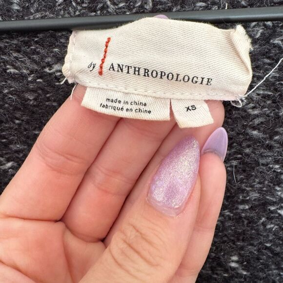 Anthropologie Black and Gray Marled V-Neck Sweater XS - Picture 3 of 7